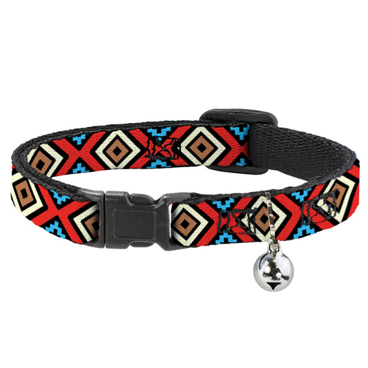 Cat Collar Breakaway - Geometric1 Black Red Tan Brown Baby Blue