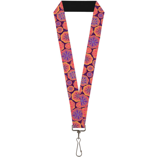 Lanyard - 1.0" - Boho Mandala Purples Oranges Pinks