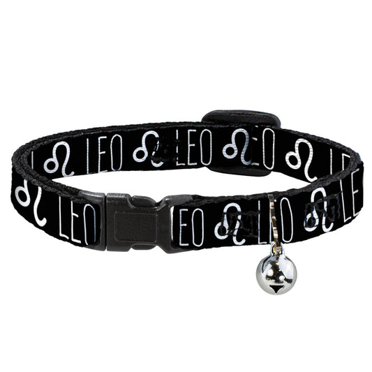 Cat Collar Breakaway - Zodiac LEO Symbol Black White