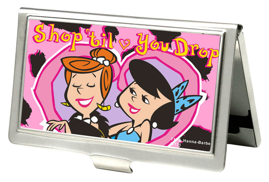 Business Card Holder - SMALL - Wilma & Betty SHOP TIL YOU DROP Heart FCG Pink