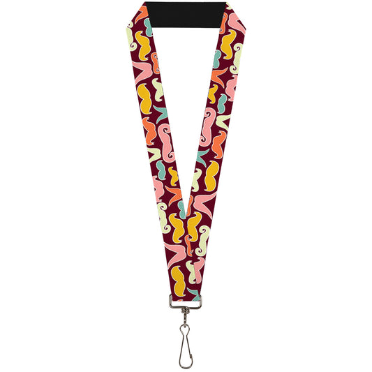 Lanyard - 1.0" - Mustaches Brown Multi Pastel