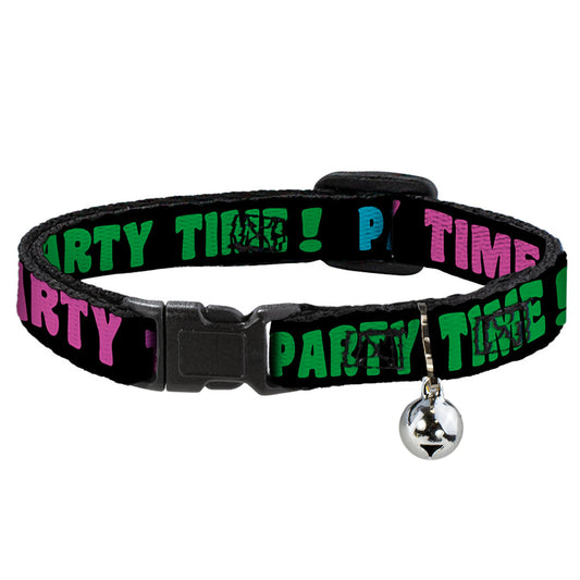 Cat Collar Breakaway - PARTY TIME! Black Green Turquoise Fuchsia