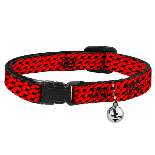 Cat Collar Breakaway - Mustache Monogram Black Red