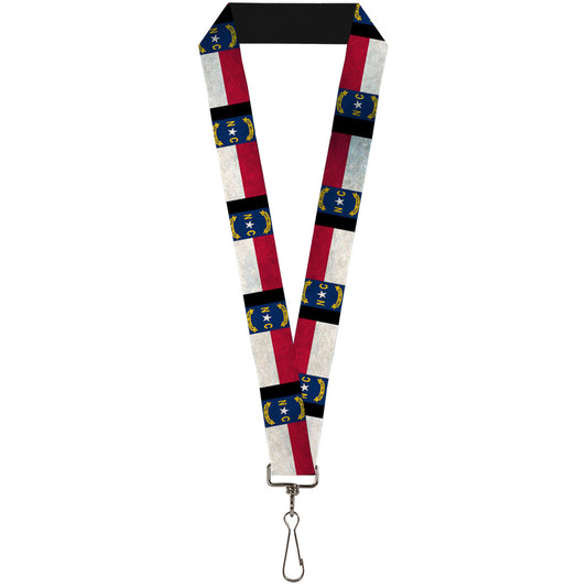 Lanyard - 1.0" - North Carolina Flag Distressed Black