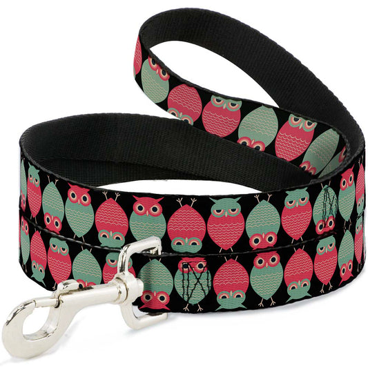 Dog Leash - Owls Flip Black/Mauve/Sage