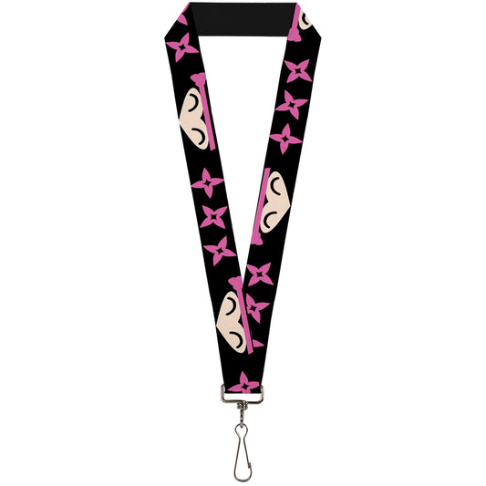 Lanyard - 1.0" - Ninja Star Black Pink