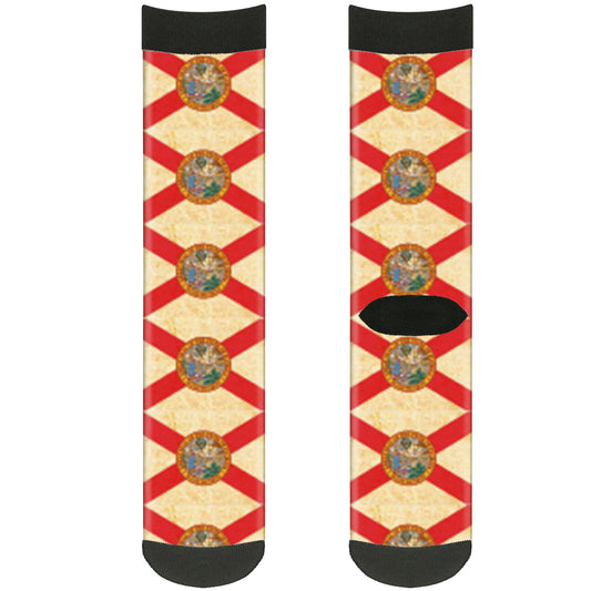 Sock Pair - Polyester - Florida Flags Black - CREW