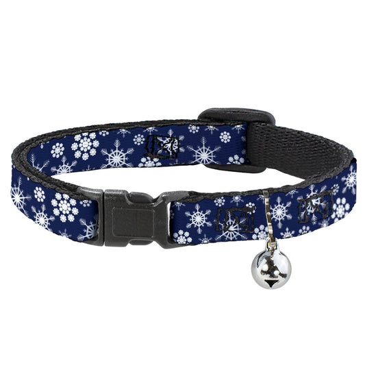 Cat Collar Breakaway - Snowflakes Blue White