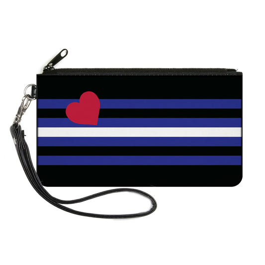 Canvas Zipper Wallet - LARGE - Flag Leather Black Blue Red White