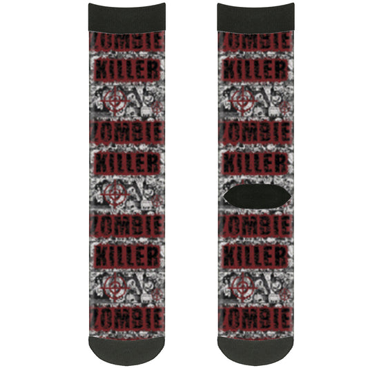Sock Pair - Polyester - ZOMBIE KILLER w Stacked Zombies Sketch - CREW