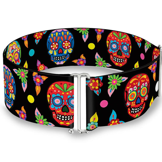 Cinch Waist Belt - Colorful Calaveras Black Multi Color