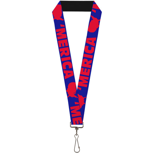 Lanyard - 1.0" - MERICA USA Silhouette Blue Red