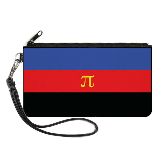 Canvas Zipper Wallet - LARGE - Flag Polyamorous Pi Symbol Blue Red Black Yellow