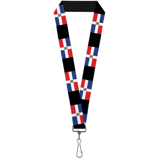 Lanyard - 1.0" - Dominican Republic Flags Black