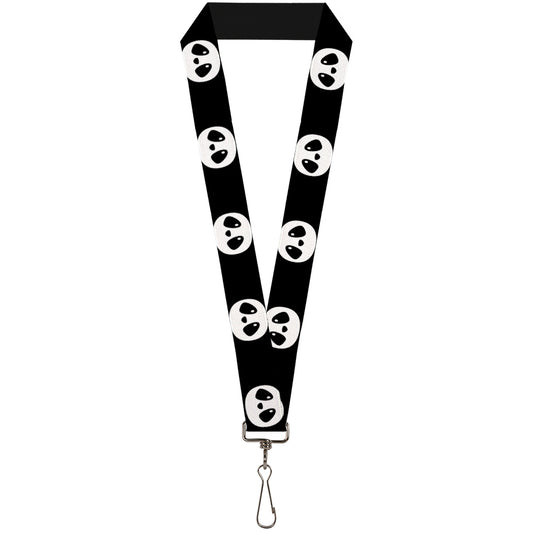 Lanyard - 1.0" - Panda Face Black White