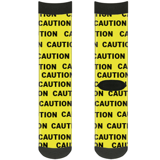 Sock Pair - Polyester - CAUTION Yellow Black - CREW