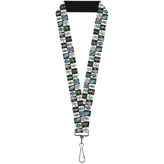 Lanyard - 1.0" - Robot Checkers Black White