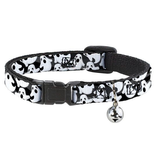 Cat Collar Breakaway - Ghosts Scattered Black White
