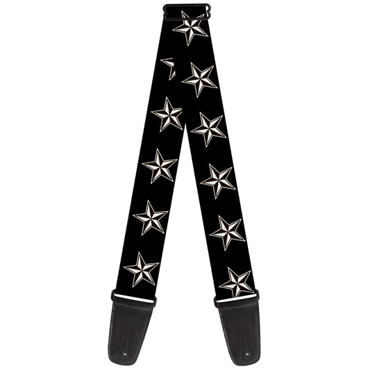 Guitar Strap - Nautical Star Black White