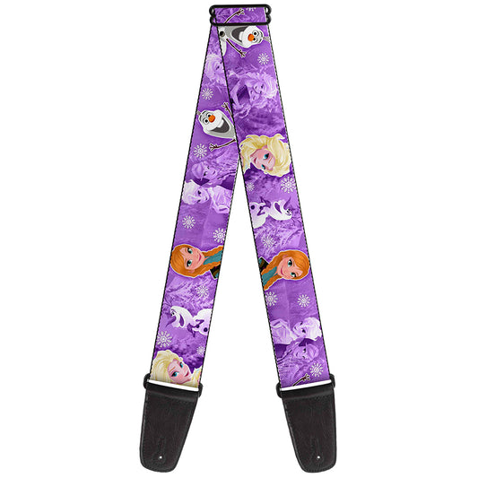 Guitar Strap - Frozen Anna Elsa Olaf Poses Scenes Purples