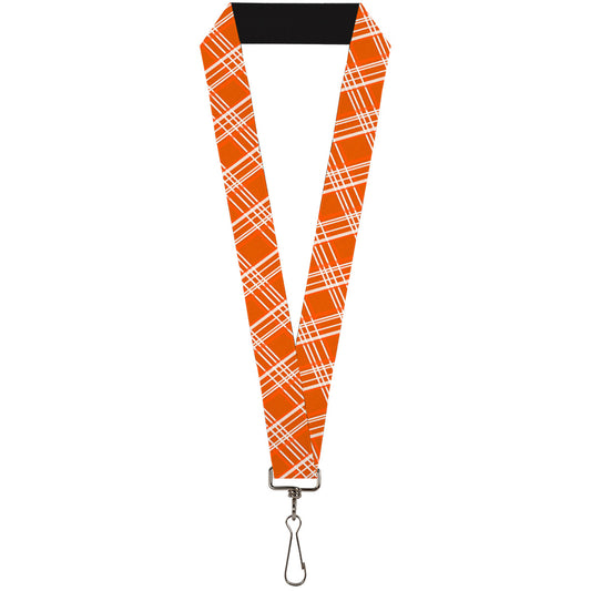 Lanyard - 1.0" - Plaid X4 Oranges White