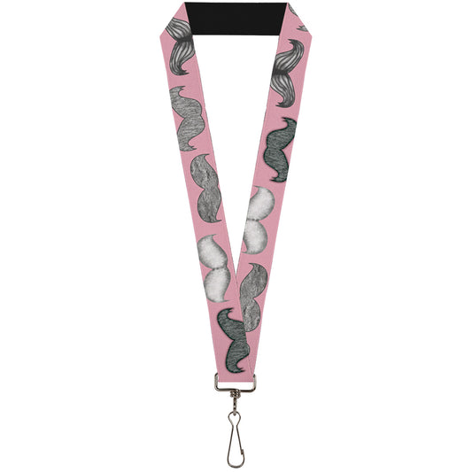 Lanyard - 1.0" - Mustaches Pink Sketch