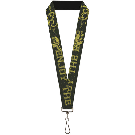 Lanyard - 1.0" - BD Winged Skull ENJOY THE RIDE Olive Lime Green