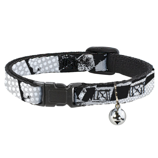 Cat Collar Breakaway - Grunge Checker Flag Black White