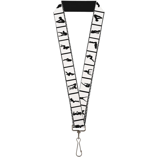 Lanyard - 1.0" - Girls Posing Film Strip White Black