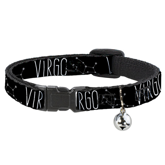 Cat Collar Breakaway - Zodiac VIRGO Constellation Black White