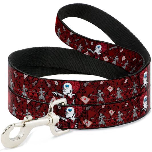 Dog Leash - Queen of Hearts Poses/Hearts/Cards Reds/Black