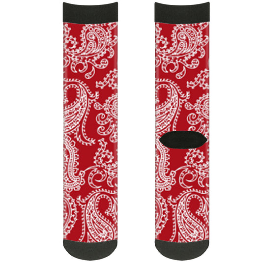 Sock Pair - Polyester - Paisley Red White - CREW