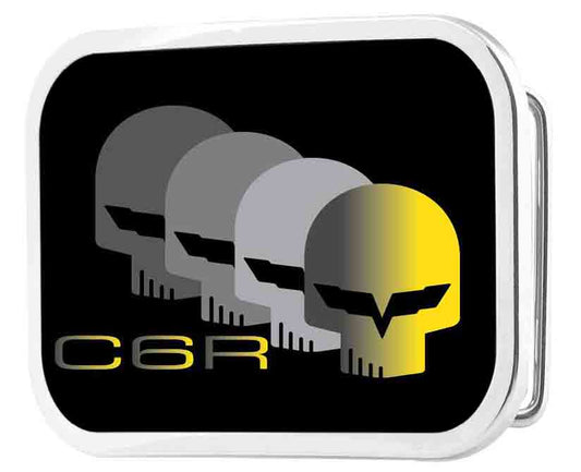 C6 Racing w Skull Repeat FCG Black Yellow Silver - Chrome Rock Star Buckle