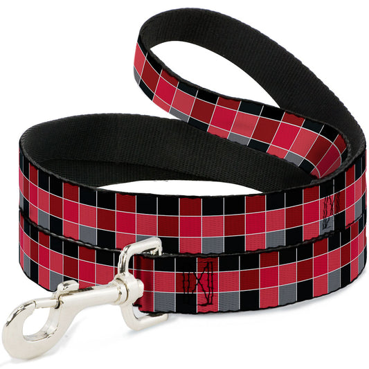 Dog Leash - Checker Mosaic Red