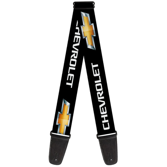Guitar Strap - Chevy Bowtie Black Gold Logo REPEAT