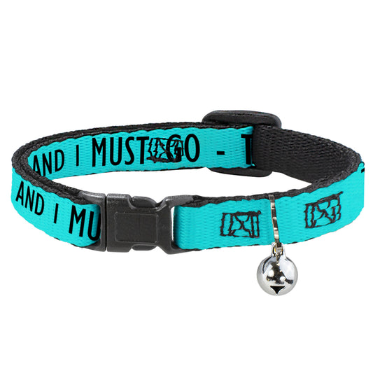 Cat Collar Breakaway - THE MOUNTAINS ARE CALLING AND I MUST GO Mountains Outline2 Teal White Black