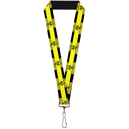 Lanyard - 1.0" - CAUTION BIOHAZARD Black Yellow