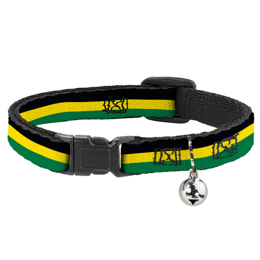 Cat Collar Breakaway - Stripes Black Yellow Green