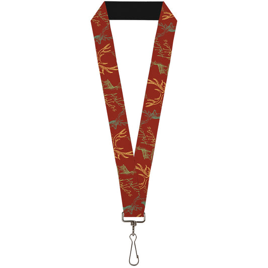 Lanyard - 1.0" - Antlers Brown Turquoise Gold