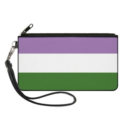 Canvas Zipper Wallet - LARGE - Flag Genderqueer Lavender White Green