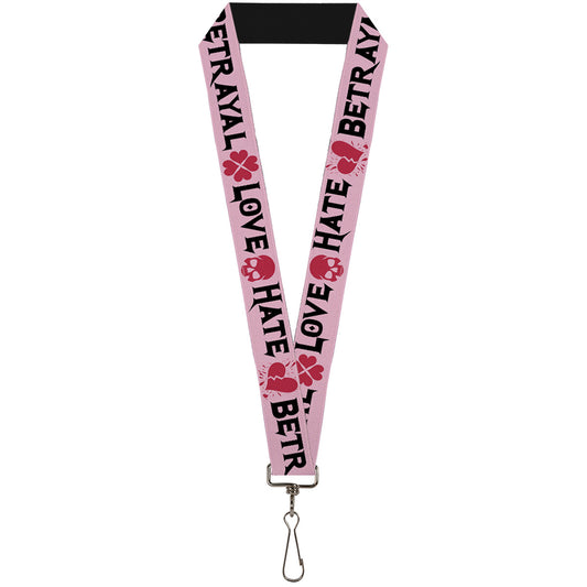 Lanyard - 1.0" - Love Hate Betrayal Pink Black Fuchsia