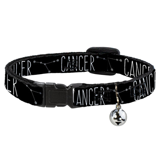 Cat Collar Breakaway - Zodiac CANCER Constellation Black White