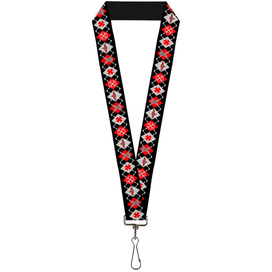 Lanyard - 1.0" - BD Argyle Black Red Gray