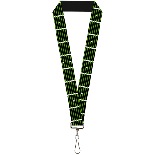 Lanyard - 1.0" - Guitar Neck Black White Lime Green