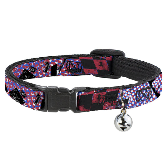 Cat Collar Breakaway - Grunge Checker Flag Blue Red
