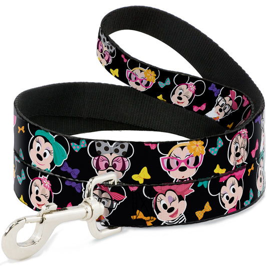 Dog Leash - Mini Minnie Expressions/Bows Black/Multi Color