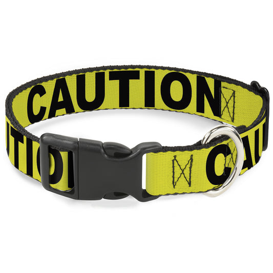 Plastic Clip Collar - CAUTION Yellow/Black