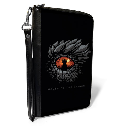 PU Zip Around Wallet Rectangle - HOUSE OF THE DRAGON Eye Throne Icon Black Gray Orange
