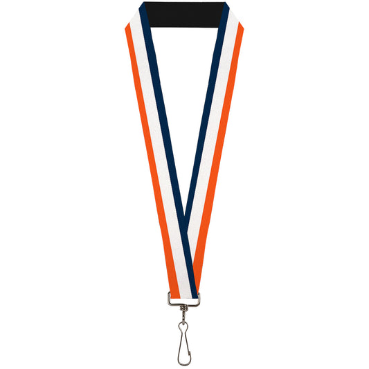 Lanyard - 1.0" - Stripe Navy White Orange