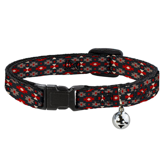 Cat Collar Breakaway - Mini Navajo Black Gray Red White